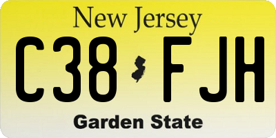 NJ license plate C38FJH