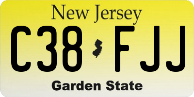 NJ license plate C38FJJ