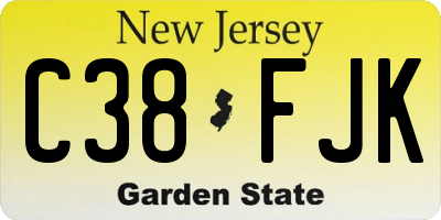 NJ license plate C38FJK