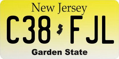 NJ license plate C38FJL