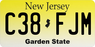NJ license plate C38FJM