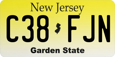 NJ license plate C38FJN