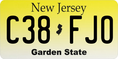 NJ license plate C38FJO