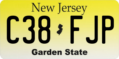 NJ license plate C38FJP