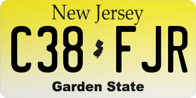 NJ license plate C38FJR
