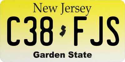 NJ license plate C38FJS