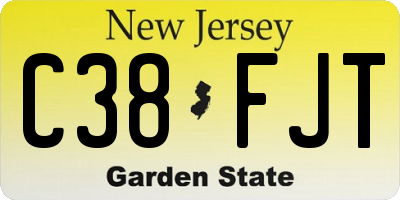 NJ license plate C38FJT