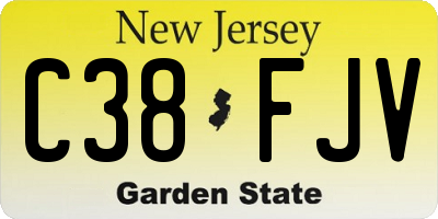 NJ license plate C38FJV