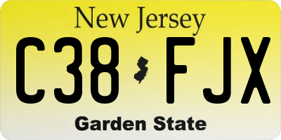 NJ license plate C38FJX