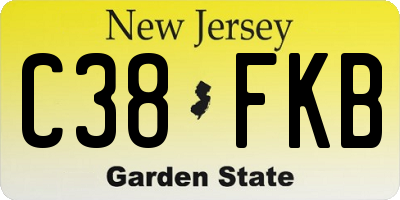NJ license plate C38FKB