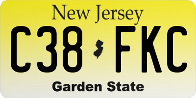 NJ license plate C38FKC