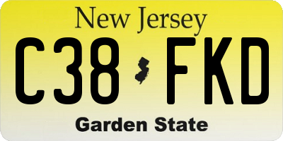 NJ license plate C38FKD