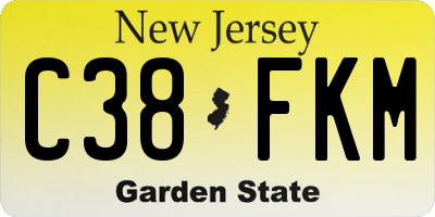 NJ license plate C38FKM