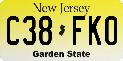 NJ license plate C38FKO