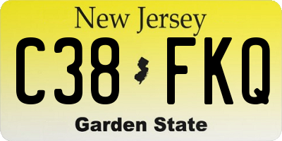 NJ license plate C38FKQ