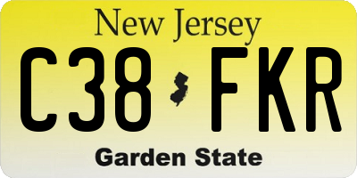 NJ license plate C38FKR