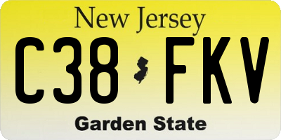 NJ license plate C38FKV