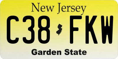 NJ license plate C38FKW