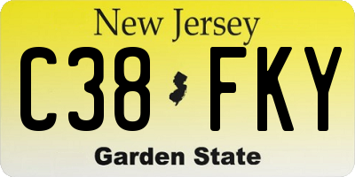NJ license plate C38FKY