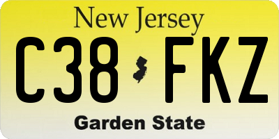 NJ license plate C38FKZ