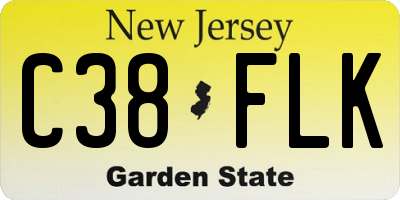 NJ license plate C38FLK