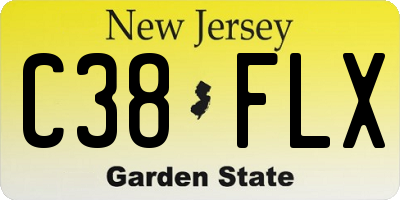 NJ license plate C38FLX
