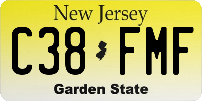NJ license plate C38FMF