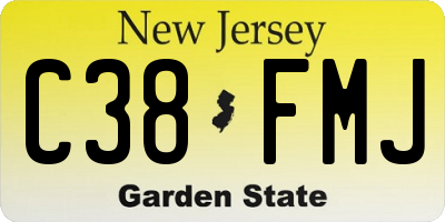 NJ license plate C38FMJ