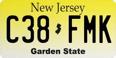 NJ license plate C38FMK