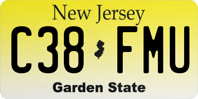 NJ license plate C38FMU