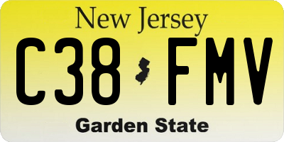 NJ license plate C38FMV