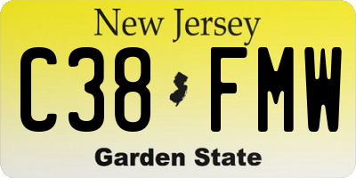 NJ license plate C38FMW