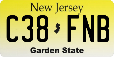 NJ license plate C38FNB