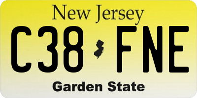 NJ license plate C38FNE