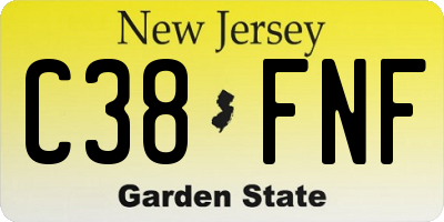 NJ license plate C38FNF