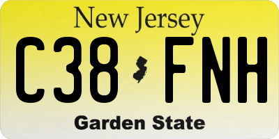 NJ license plate C38FNH