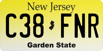 NJ license plate C38FNR
