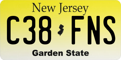 NJ license plate C38FNS