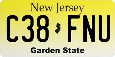 NJ license plate C38FNU
