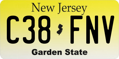 NJ license plate C38FNV