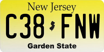 NJ license plate C38FNW