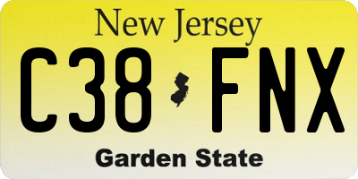 NJ license plate C38FNX