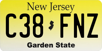 NJ license plate C38FNZ