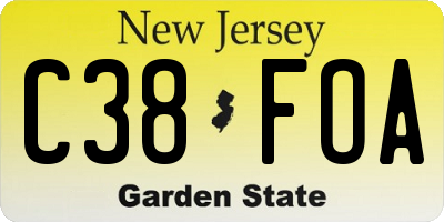 NJ license plate C38FOA