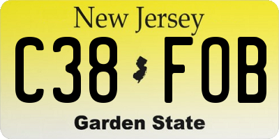 NJ license plate C38FOB