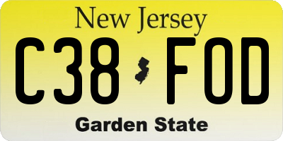 NJ license plate C38FOD