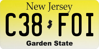 NJ license plate C38FOI