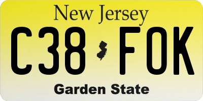 NJ license plate C38FOK