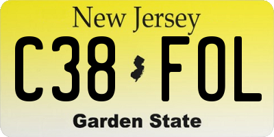 NJ license plate C38FOL