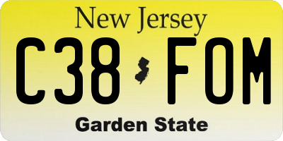 NJ license plate C38FOM